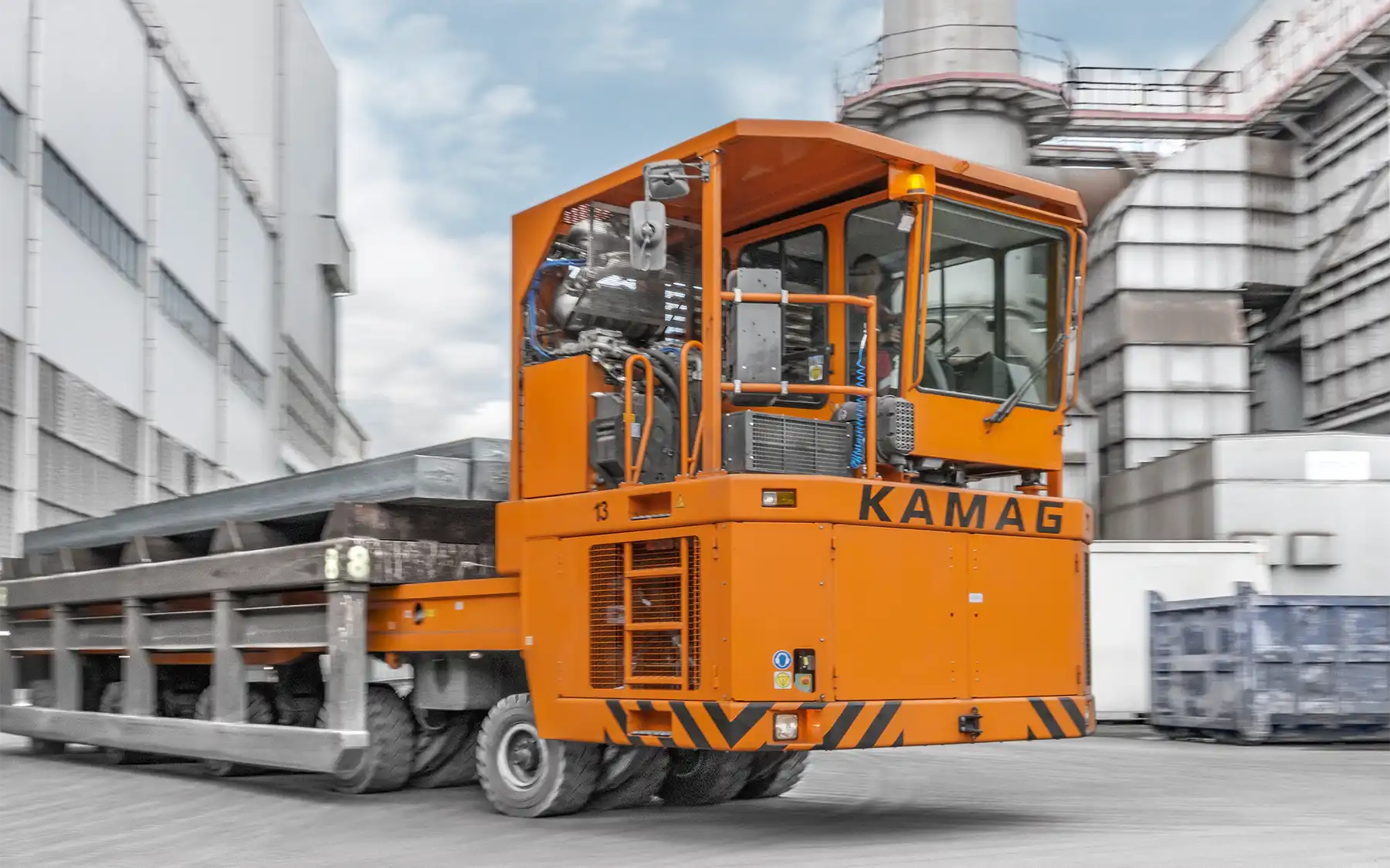 KAMAG industrial heavy transporter hauling heavy elements