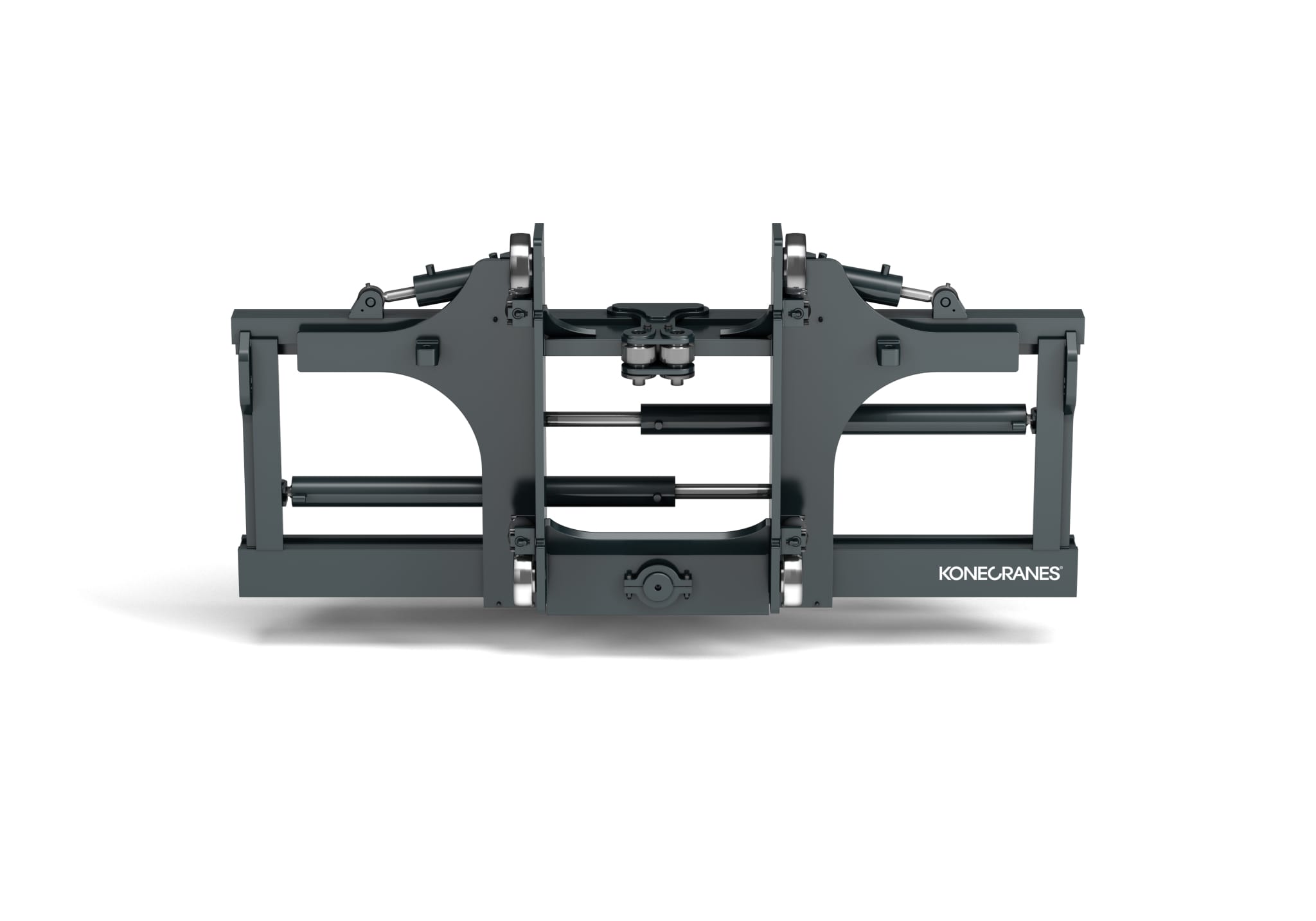 Center-levelling carriage attachment for wood handling