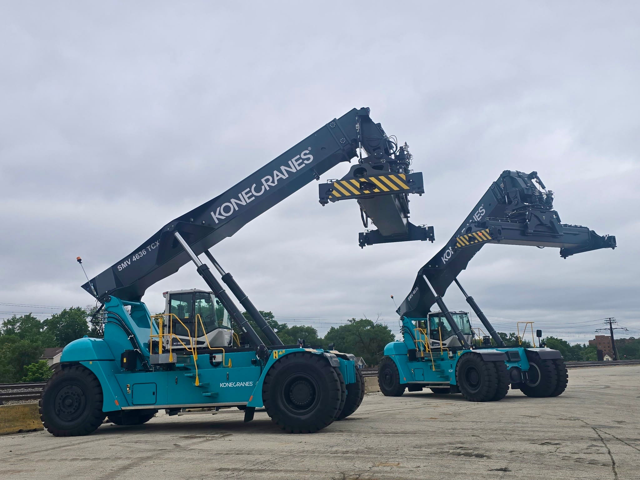 Konecranes reach stackers working a rail-served yard
